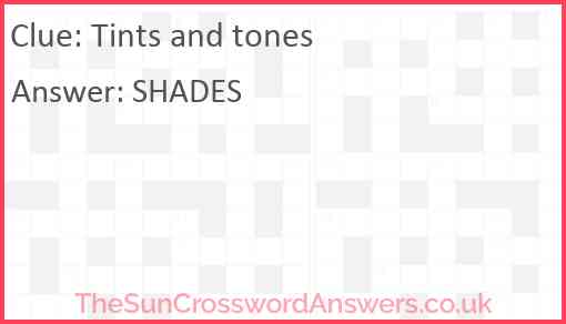 Tints and tones Answer