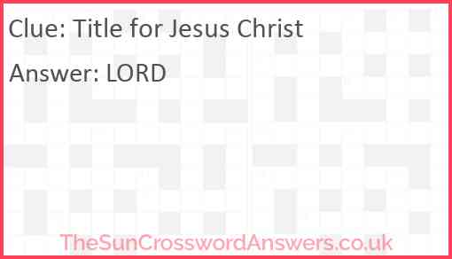Title for Jesus Christ Answer
