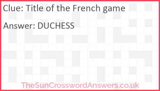 Title of the French game Answer