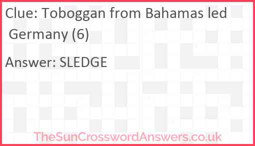 Toboggan from Bahamas led Germany (6) Answer