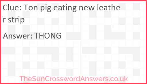 Ton pig eating new leather strip Answer