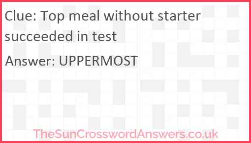 Top meal without starter succeeded in test Answer