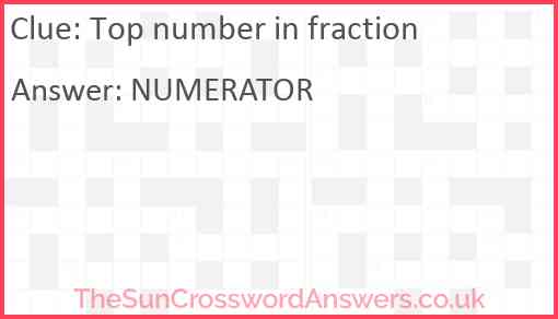 Top number in fraction Answer