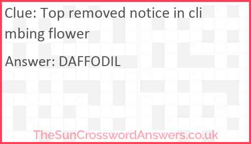 Top removed notice in climbing flower Answer
