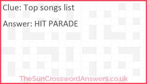 Top songs list Answer