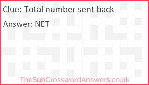 Total number sent back Answer