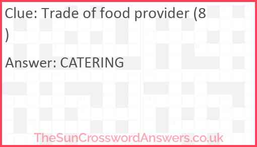 Trade of food provider (8) Answer