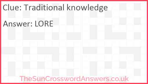 Traditional knowledge Answer