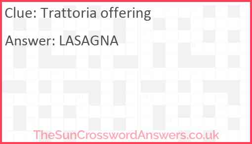 Trattoria offering Answer