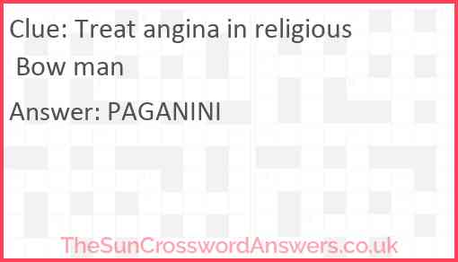 Treat angina in religious Bow man Answer