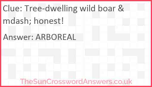 Tree-dwelling wild boar &mdash; honest! Answer