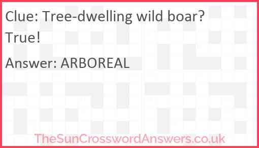 Tree-dwelling wild boar? True! Answer