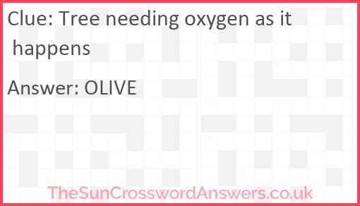 Tree needing oxygen as it happens Answer