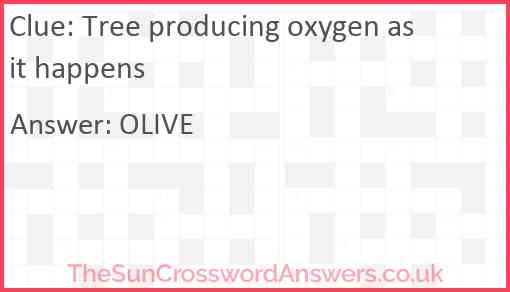 Tree producing oxygen as it happens Answer