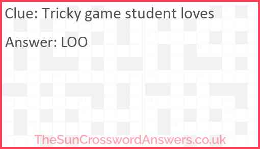 Tricky game student loves Answer