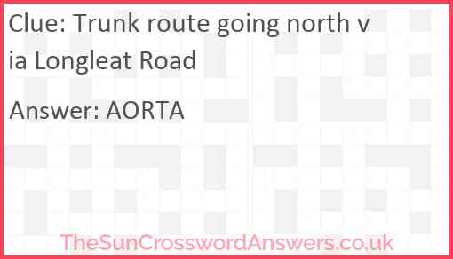Trunk route going north via Longleat Road Answer