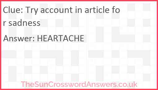Try account in article for sadness Answer
