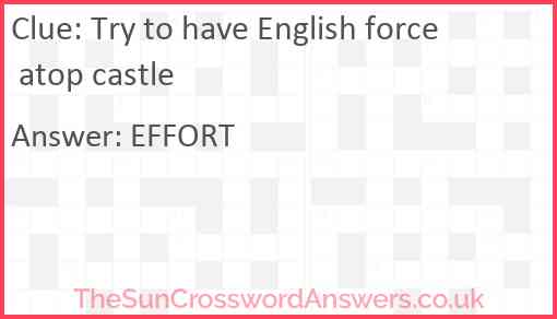 Try to have English force atop castle Answer