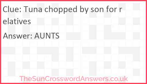 Tuna chopped by son for relatives Answer