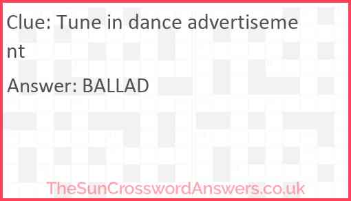 Tune in dance advertisement Answer