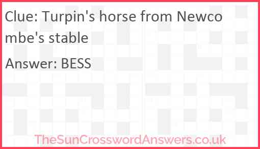 Turpin's horse from Newcombe's stable Answer