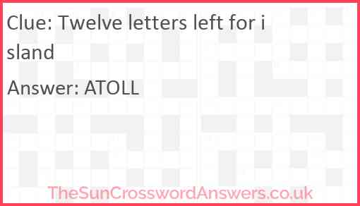 Twelve letters left for island Answer