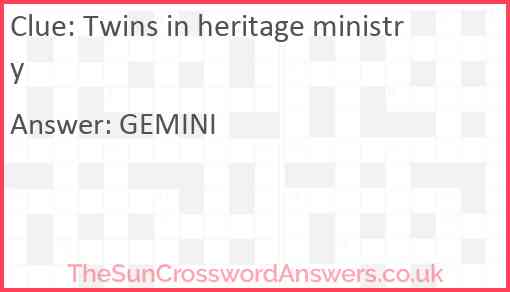 Twins in heritage ministry Answer