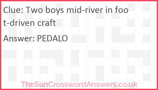 Two boys mid-river in foot-driven craft Answer