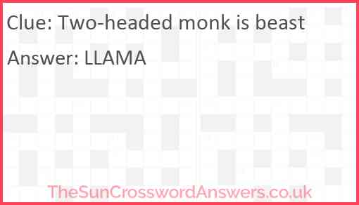Two-headed monk is beast Answer