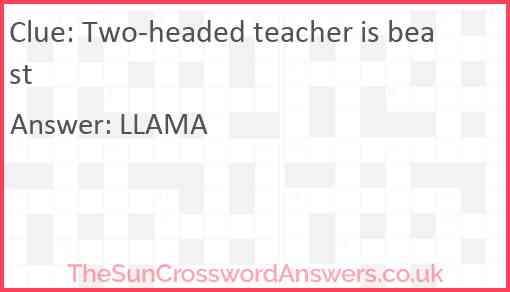 Two-headed teacher is beast Answer
