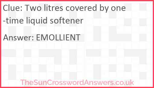 Two litres covered by one-time liquid softener Answer