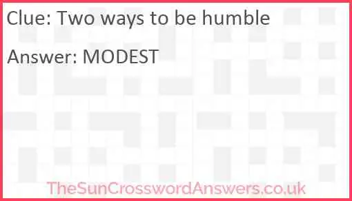 Two ways to be humble Answer