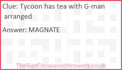 Tycoon has tea with G-man arranged Answer