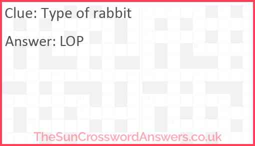 Type of rabbit Answer