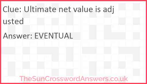 Ultimate net value is adjusted Answer