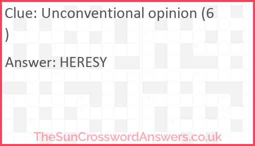 Unconventional opinion (6) Answer
