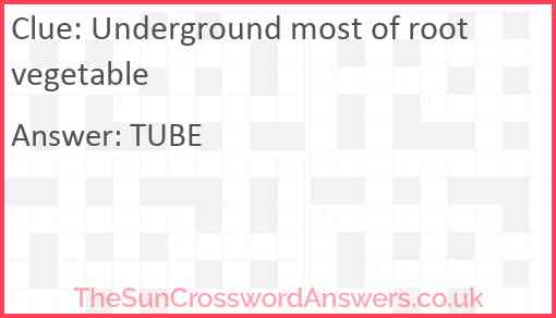 Underground most of root vegetable Answer