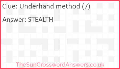 Underhand method (7) Answer