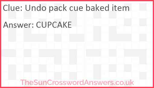 Undo pack cue baked item Answer