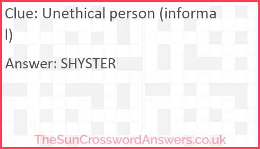 Unethical person (informal) Answer