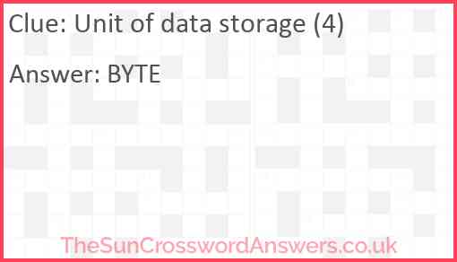 Unit of data storage (4) Answer
