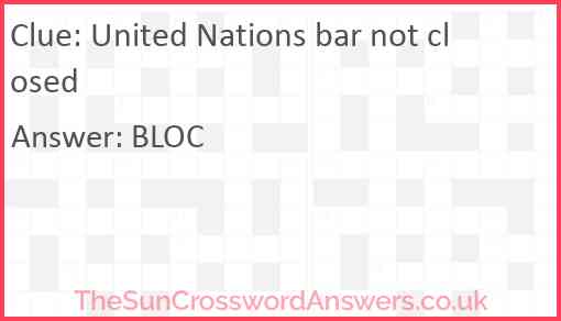 United Nations bar not closed Answer