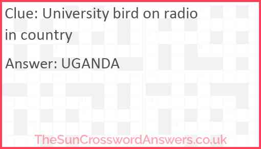University bird on radio in country Answer