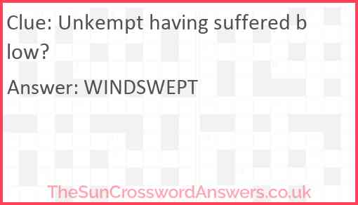 Unkempt having suffered blow? Answer