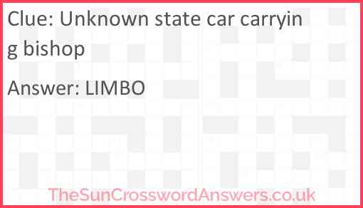 Unknown state car carrying bishop Answer