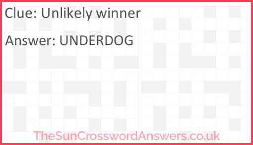 Unlikely winner crossword clue TheSunCrosswordAnswers co uk