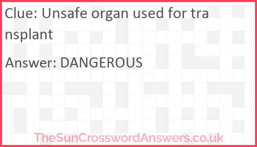 Unsafe organ used for transplant Answer