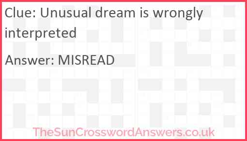 Unusual dream is wrongly interpreted Answer