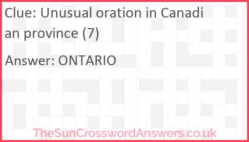 Unusual oration in Canadian province (7) Answer