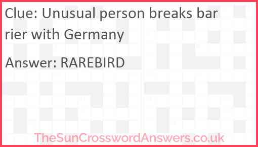 Unusual person breaks barrier with Germany Answer